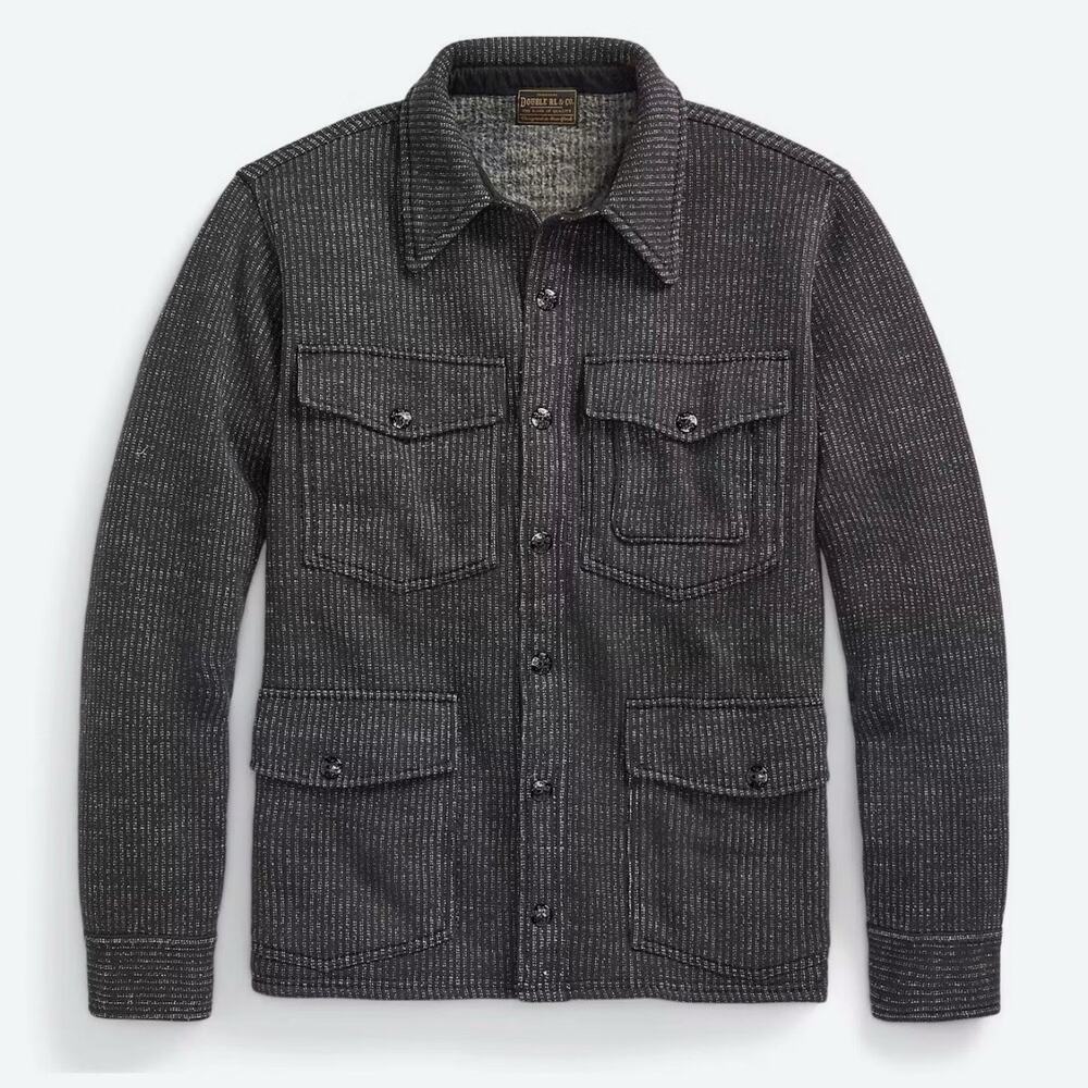 $395 RRL Ralph Lauren Browns Beach Black Wool Overshirt Jacket Men’s Size Small